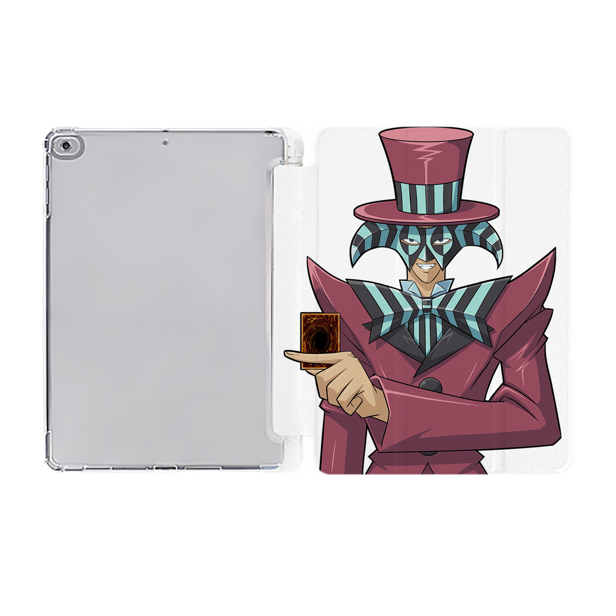 （画像用） 遊☆戯☆王 Yu-Gi-Oh! IPad ケース ペン収納付き 三つ折りスタンド PUレザー×シリコン 対応機種9.5/10.5/10.9インチ